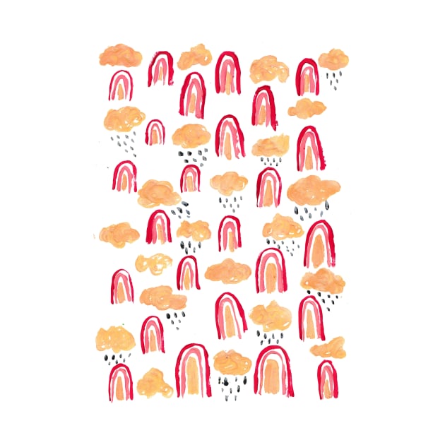 sweet rainbow, clouds and rain pattern by mariacaballer