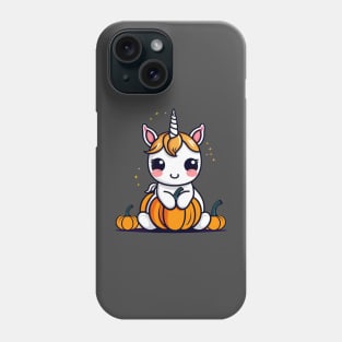 Unicorn with halloween pumpkin Phone Case