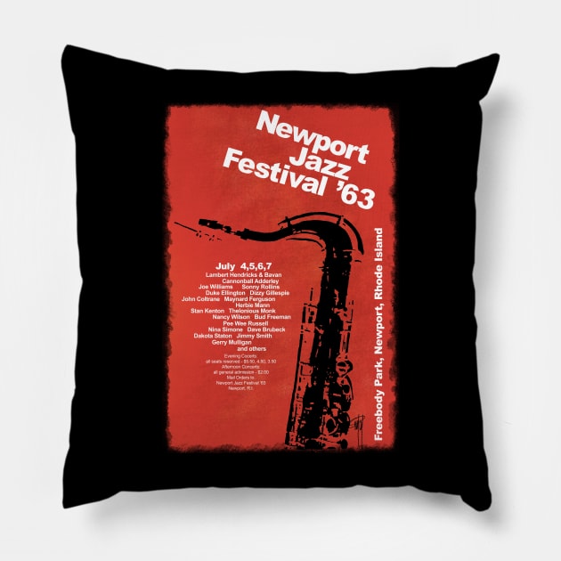 Newport Jazz Fest '63 Pillow by Jun Pagano