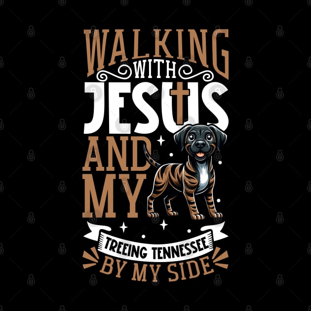 Jesus and dog - Treeing Tennessee Brindle by Modern Medieval Design