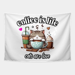 cat coffee Tapestry