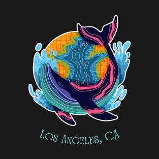 Los Angeles California Colorful Abstract Indigo Whale T-Shirt