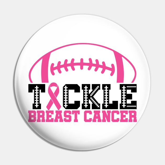 Tackle Breast Cancer Football Sport Awareness Support Pink Ribbon Pin by Color Me Happy 123