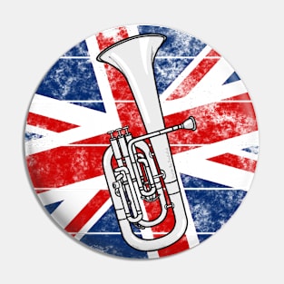 Tenor Horn UK Flag Britain Hornist British Musician Pin