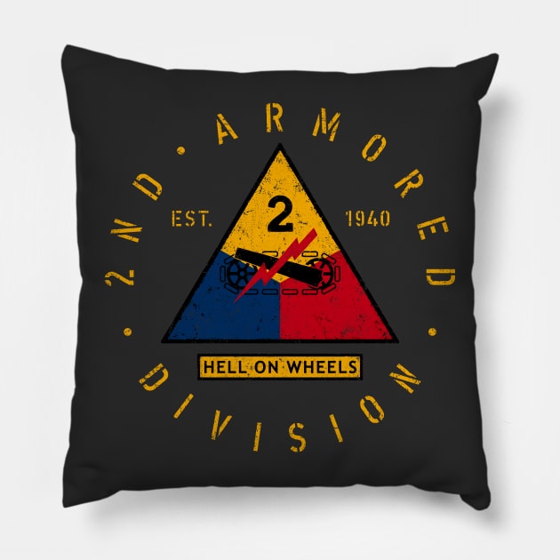 2nd Armored Division - Hell on Wheels Pillow by 909 Apparel