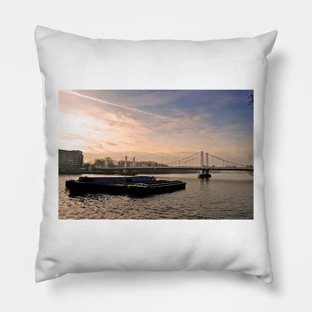 Chelsea Bridge River Thames London Pillow by AndyEvansPhotos