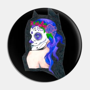 Día Los Muertos Woman Pin