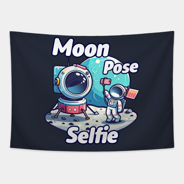 Cute Moon Pose Selfie Tapestry by Yonbdl