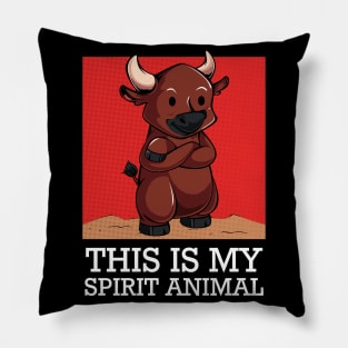 Bull - This Is My Spirit Animal - Funny Saying Cattle Pillow