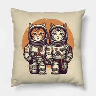 Two Astronaut Cats Pillow