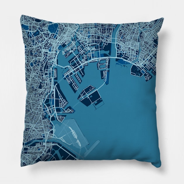 Tokyo - Japan Peace City Map Pillow by tienstencil