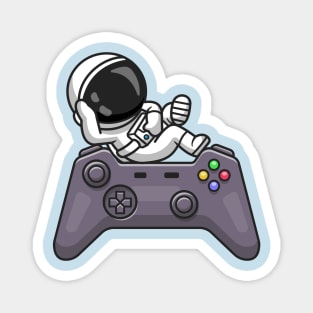 Cute Astronaut Laying on Controller Cartoon Magnet