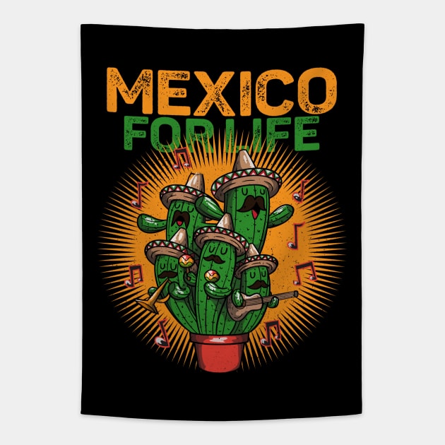 Mexican Cinco De Mayo Cactus Mexican Sombrero Guitar Fiesta Tapestry by alcoshirts