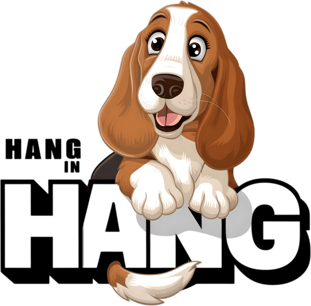Funny basset hound puppy dog-hang in there Kids T-Shirt by Tee.gram