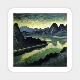 Li River, China, in Van Gogh's style Magnet