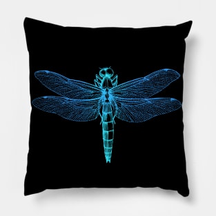 Dramabite Vintage retro dragonfly scientific illustration entomologist Pillow