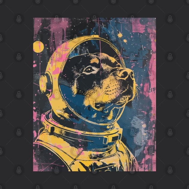 Vintage and vivid rottweiler dog astronaut portrait by etherElric