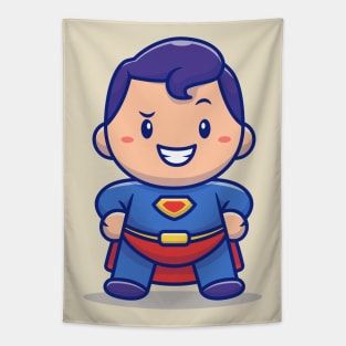 Cute Super Hero Kid Tapestry