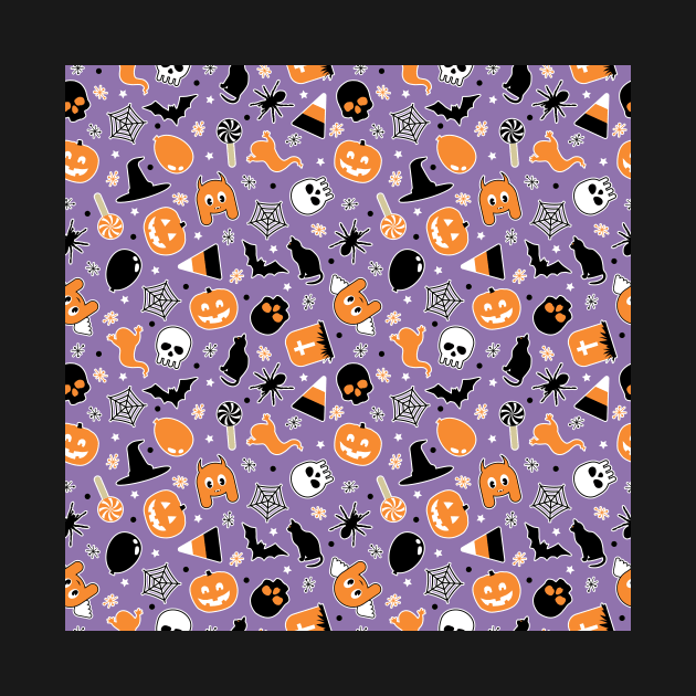 Halloween Pattern Purple Orange Black by Blue-Banana