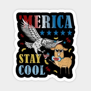 Merica Funny Eagle and Llama Stay Cool Magnet