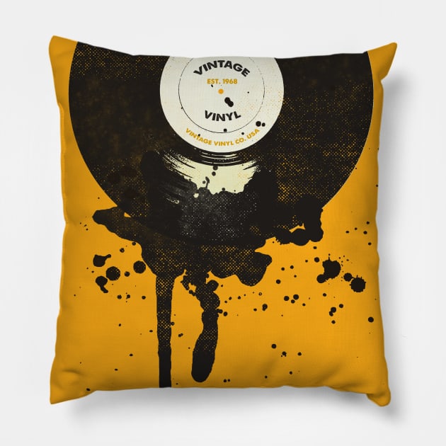 VINTAGE VINYL DRIP Pillow by Showdeer