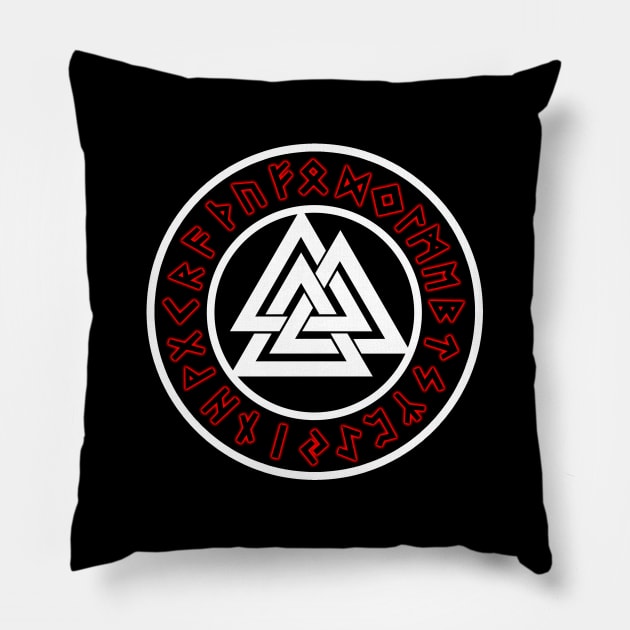 Triscalion White Circle Red Runes Pillow by Korvus78