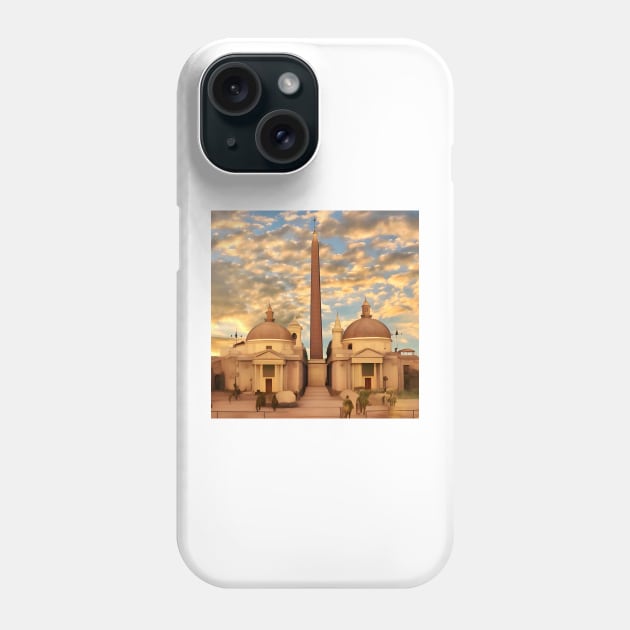 Stylized Piazza del Popolo Rome Italy Phone Case by DANAROPER