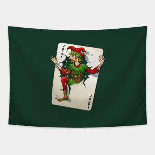 Joker Jumping out of the Playing Card Halloween Tapestry