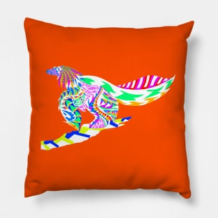 winged fossil pterodactyl in ecopop pattern mandala zentangle Pillow