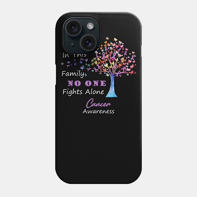 Cancer Awareness No One Fights Alone, Tree Ribbon Awareness Phone Case by DAN LE