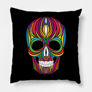 Beautiful folkloric colorful skull Pillow