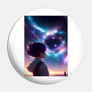 Galaxy and anime Pin