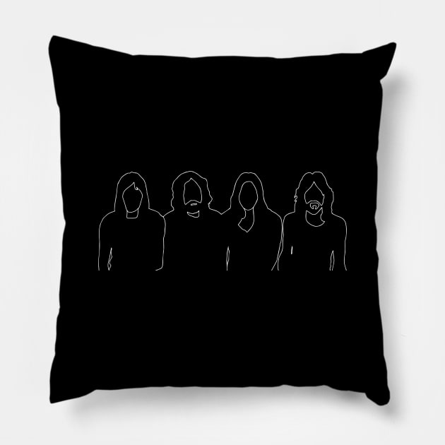 Pink Floyd Band Members White on Black Pillow by Irla