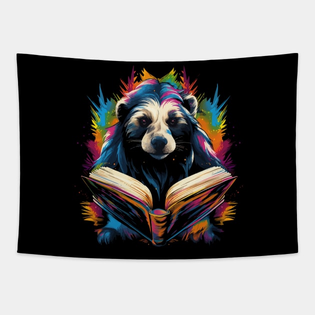 Honey Badger Reads Book Tapestry by JH Mart