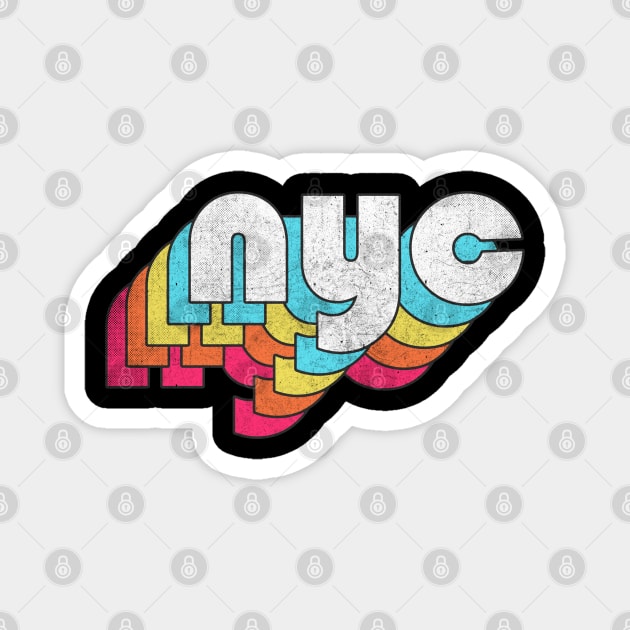 NYC  / Retro Faded Style Typography Design Magnet by DankFutura