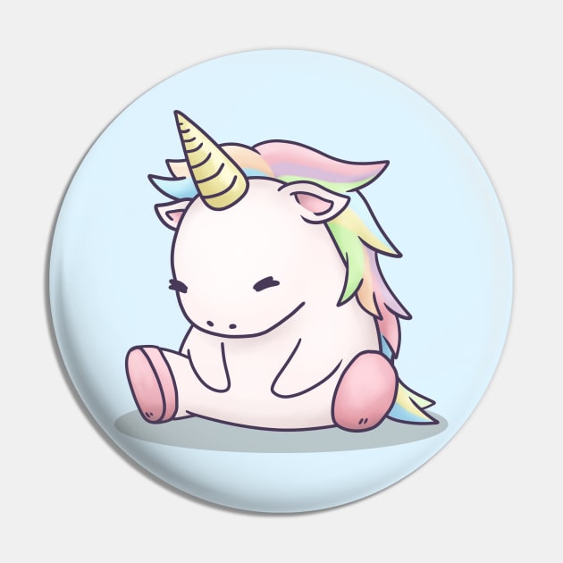 Chubby Rainbow Unicorn Pin by Takeda_Art