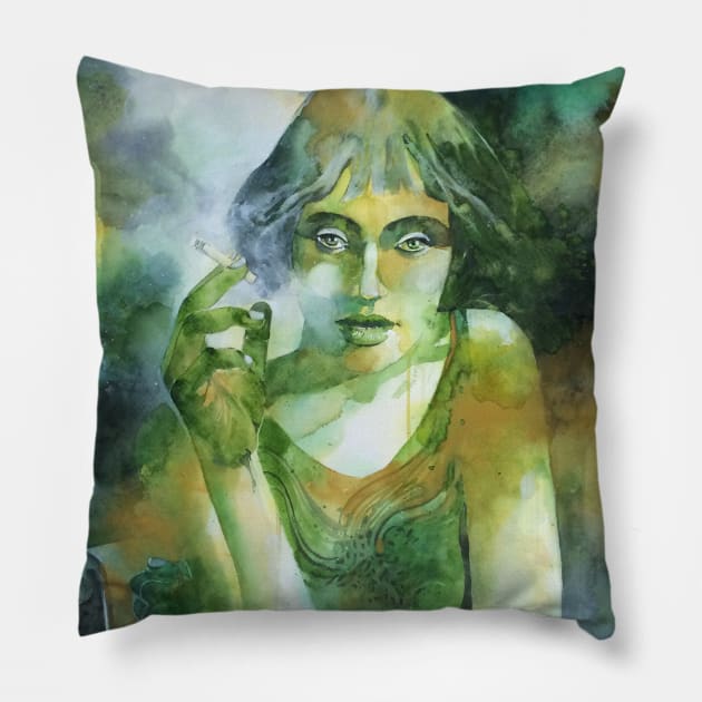 The girl who smoked gauloises Pillow by Andreuccetti Art