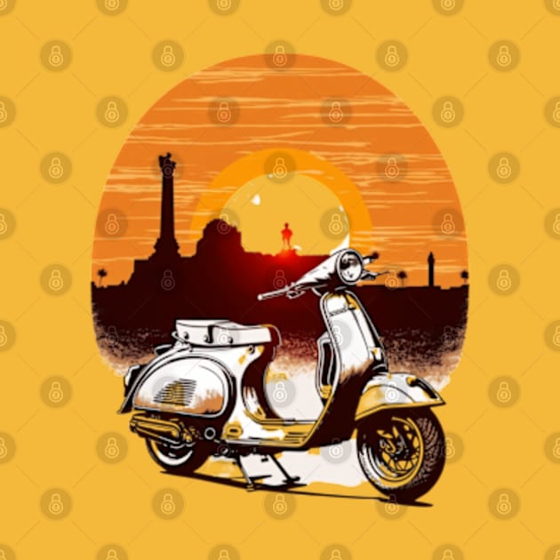 Vespa Sunset Design - Original Artwork by Labidabop