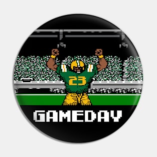 Green and Gold Football Gameday Retro 8 Bit Linebacker Pin