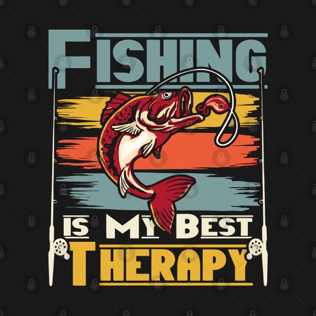 FISHING IS MY BEST THERAPY Retro Vintage by rhazi mode plagget