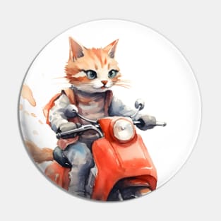 Ginger Cat on a Scooter Pin