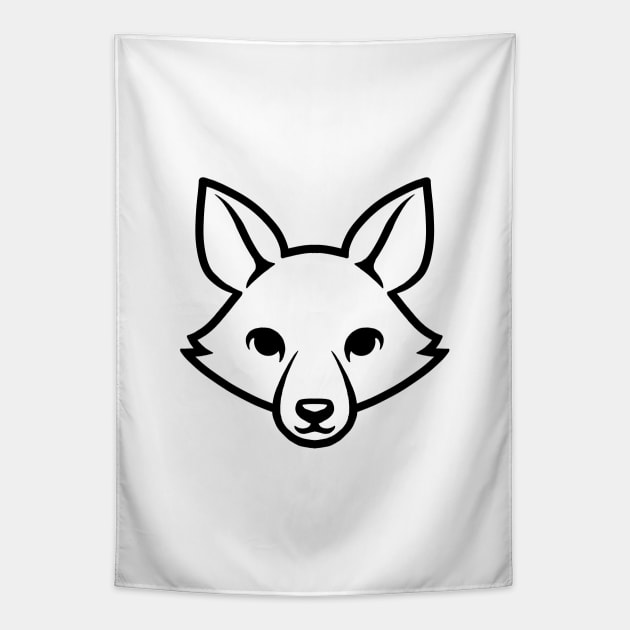 Fox Black and White Minimalist Pictogram Tapestry by Tobe_Fonseca