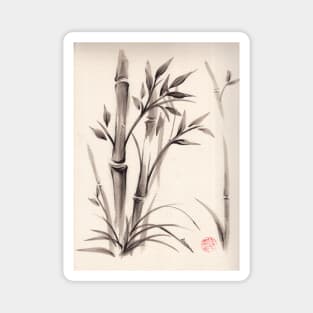 Bamboo Garden:   Sumi-e Bamboo Ink Wash Painting by Rebecca Rees Magnet