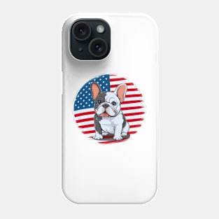 A cartoon French bulldog with American flag(1) Phone Case