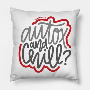 AutoX And Chill? - Gray / Red Pillow