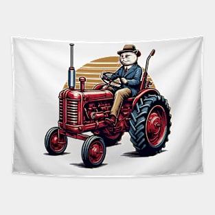 Funny Cat Driving Tractor Tapestry