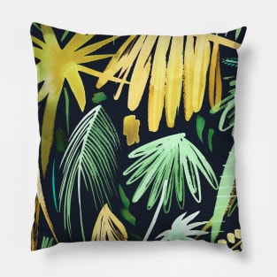 Pocket- brushstrokes palms Pillow