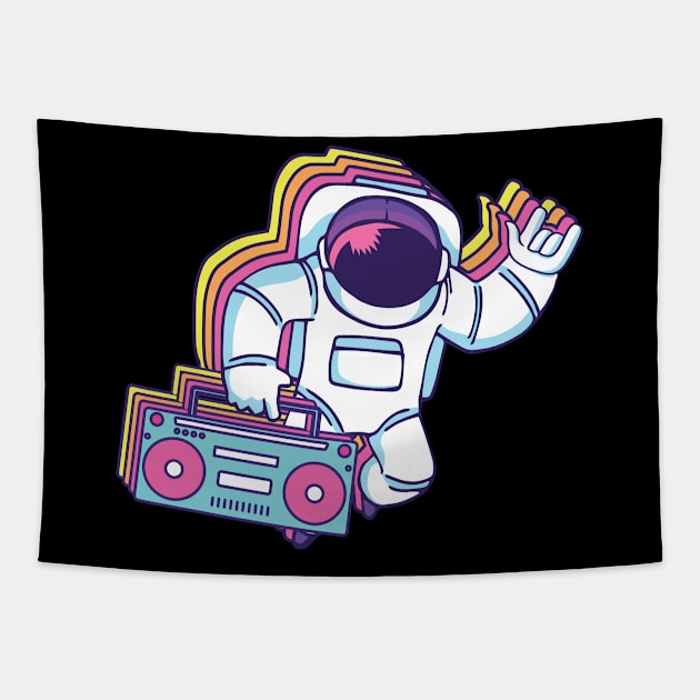 Astronaut Boombox | Radio Space Music Tapestry by origato