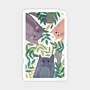 Cats and branches - green and gray Magnet
