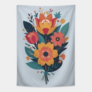 Frida's Garden Bloom: Inspired Floral Bouquet Tapestry